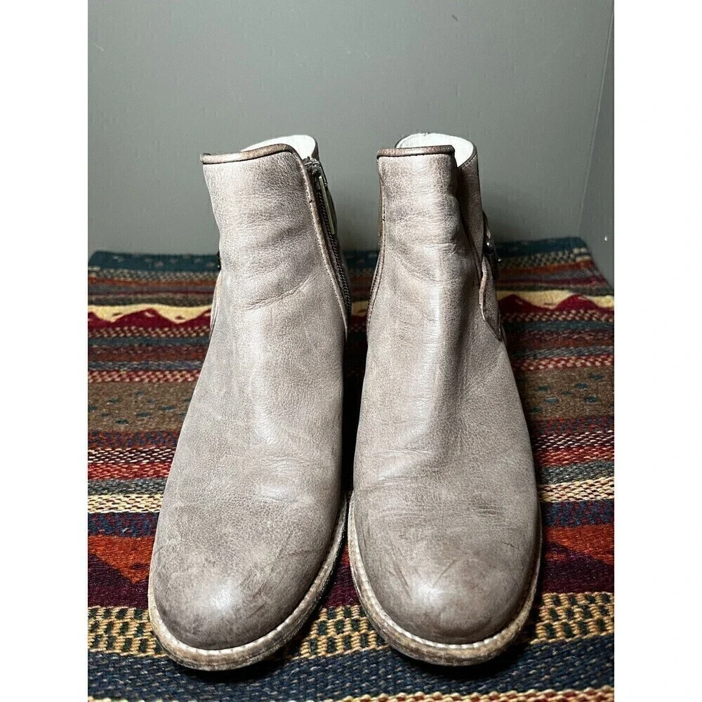 Aquatalia Vero Cuoio Womens Leather Zip Buckle Ankle Boot Heel Sz 7 Casual
